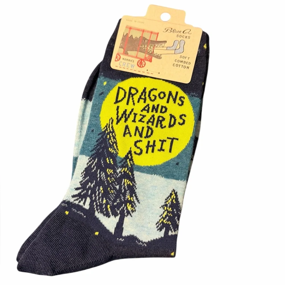 Blue Q Women's Crew Socks - Navy, Yellow, Light Blue, White